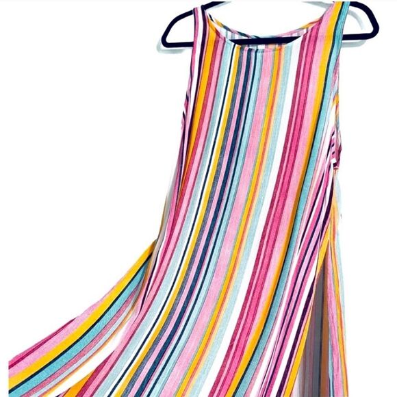 NWT La Moda Vertical Stripe Maxi Dress High Slits Size S/M - Picture 12 of 12